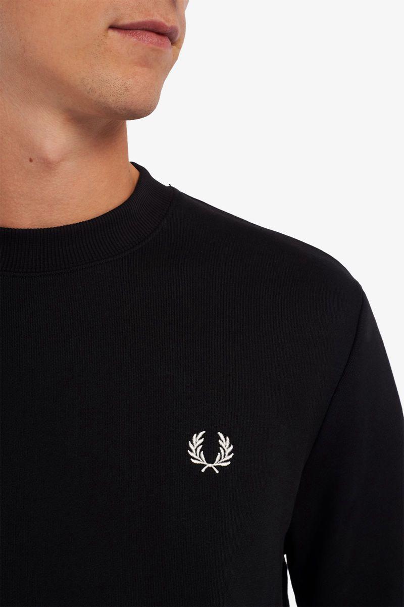 Black Fred Perry Crew Neck Men's Sweatshirts | PH 1570YXFU